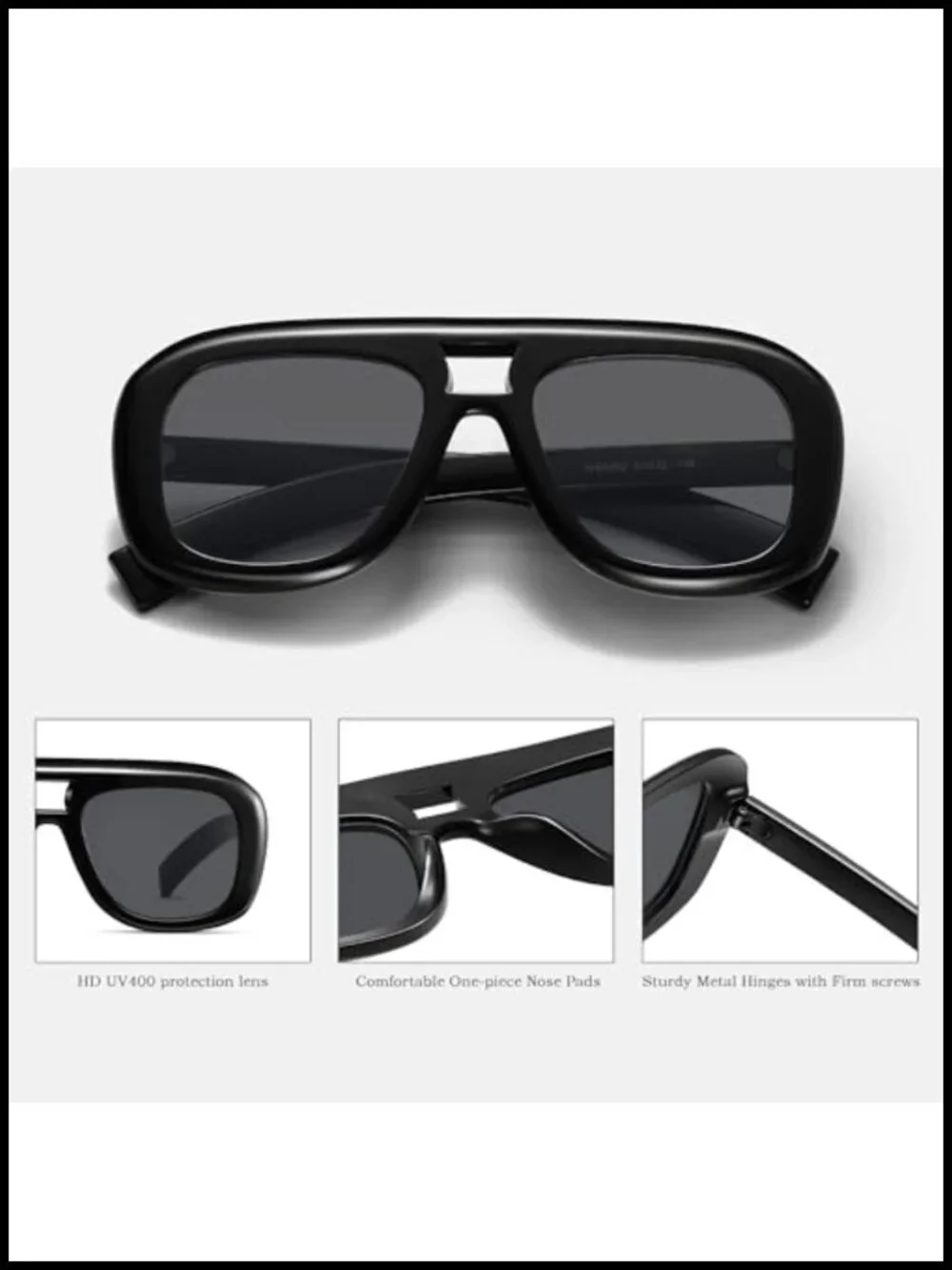 Oversized Square Aviator Sunglasses UV400 Protection Polycarbonate Frame